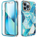 Spacecase Marble 360 iPhone 13 Pro niebieski
