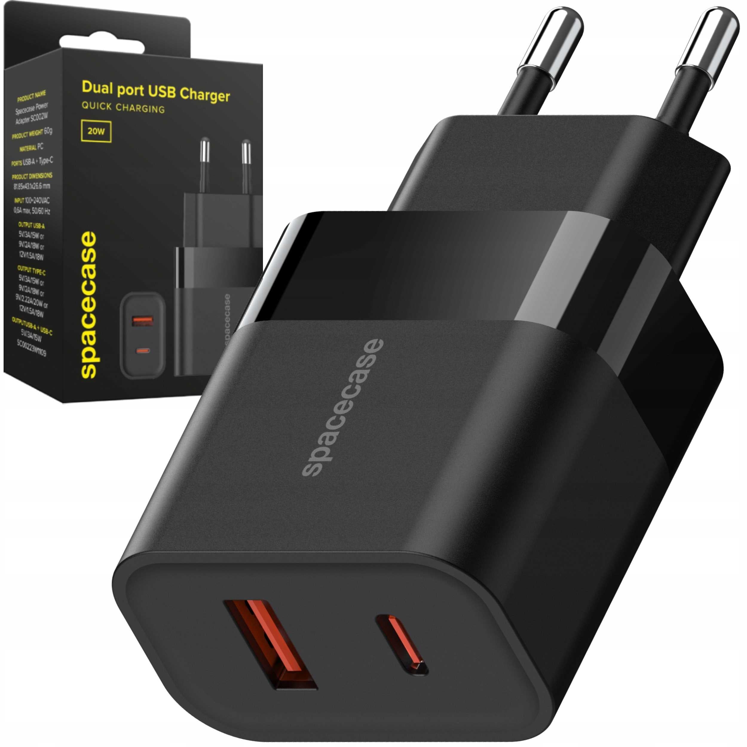 Spacecase USB Charger 20W SC001B black
