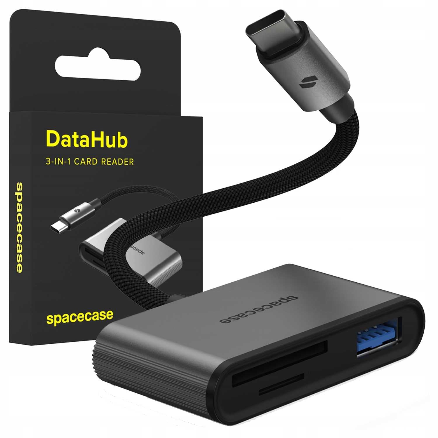 Spacecase DataHub USB-C 3-in-1 Card Reader space gray