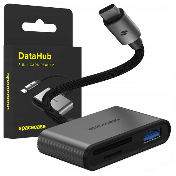Spacecase DataHub USB-C 3-in-1 Card Reader space gray