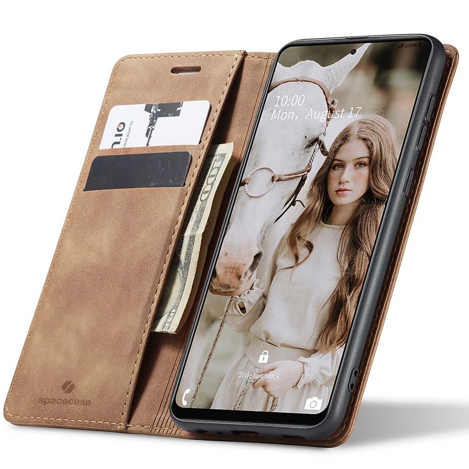 Spacecase Wallet Galaxy A72 5G light brown