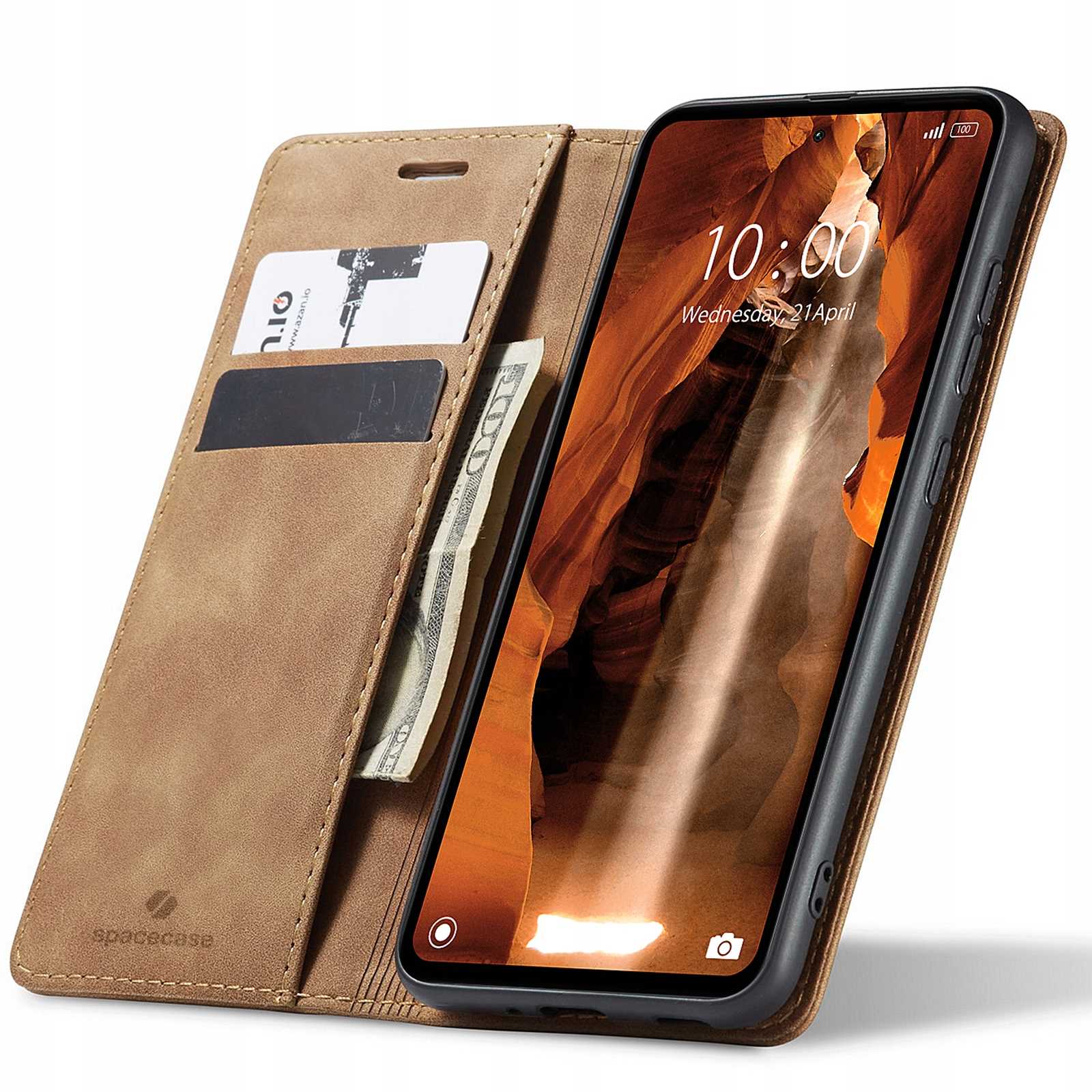 Spacecase Wallet Redmi 12C light brown