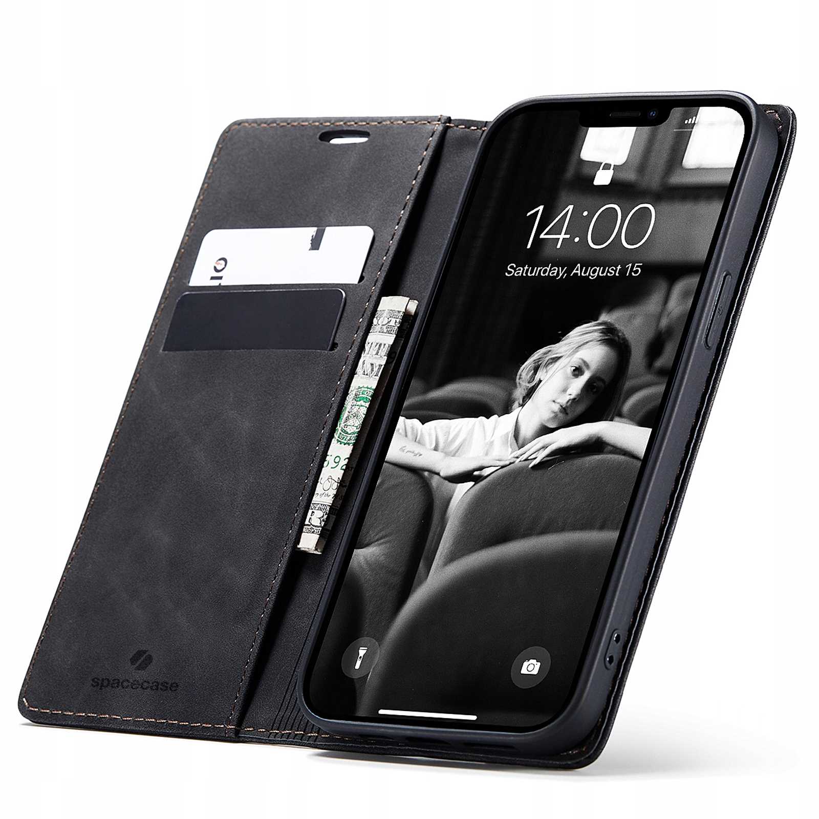 Spacecase Wallet iPhone 13 black