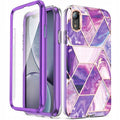 Spacecase Marble 360 iPhone Xr fioletowy