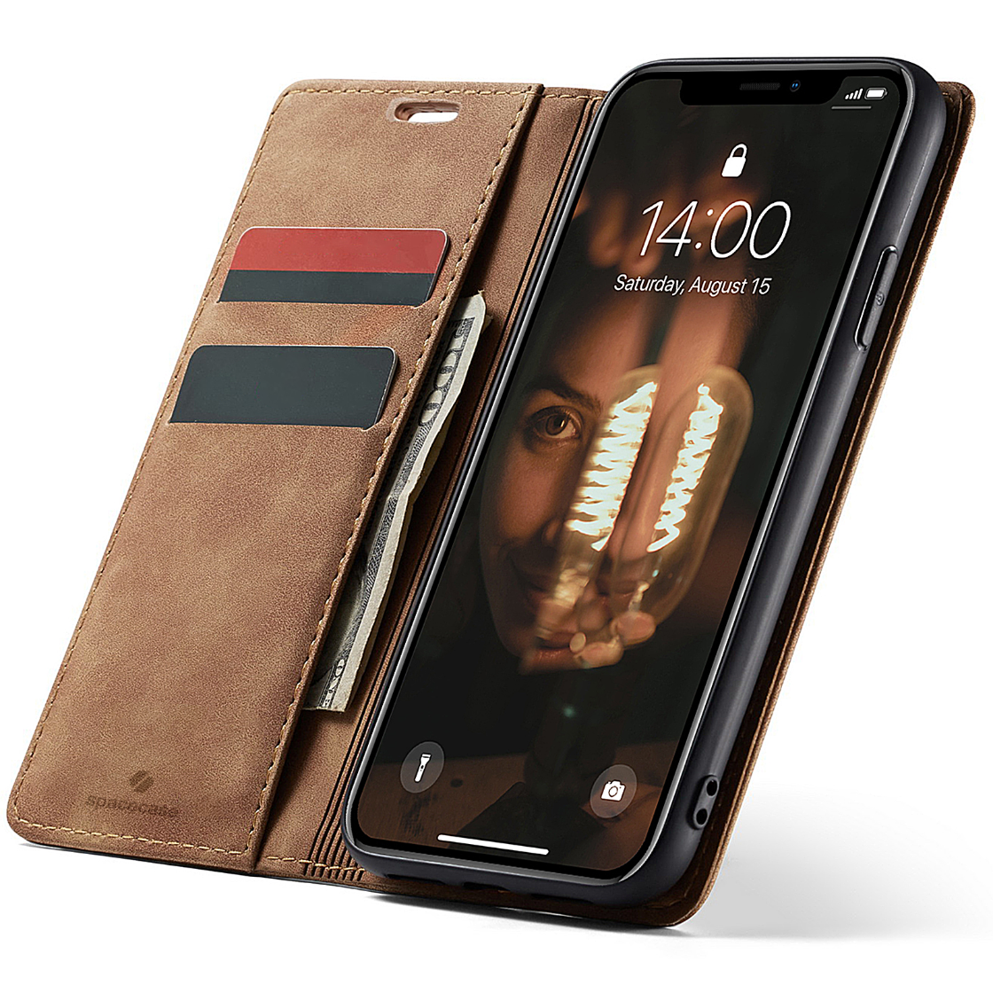 Spacecase Wallet iPhone Xr light brown