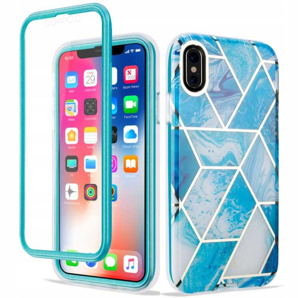 Spacecase Marble 360 iPhone X/Xs niebieski