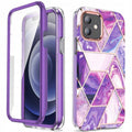 Spacecase Marble 360 iPhone 12/12 pro fioletowy