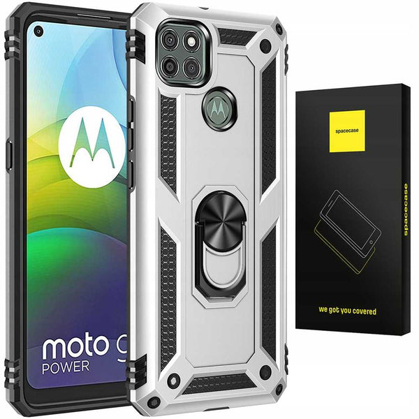 Spacecase Ring NX Motorola Moto G9 Power srebrny
