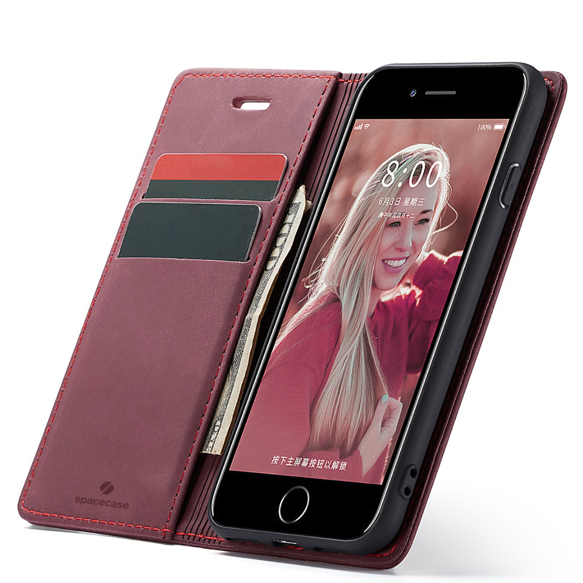 Spacecase Wallet iPhone 7/8/SE 2020 red