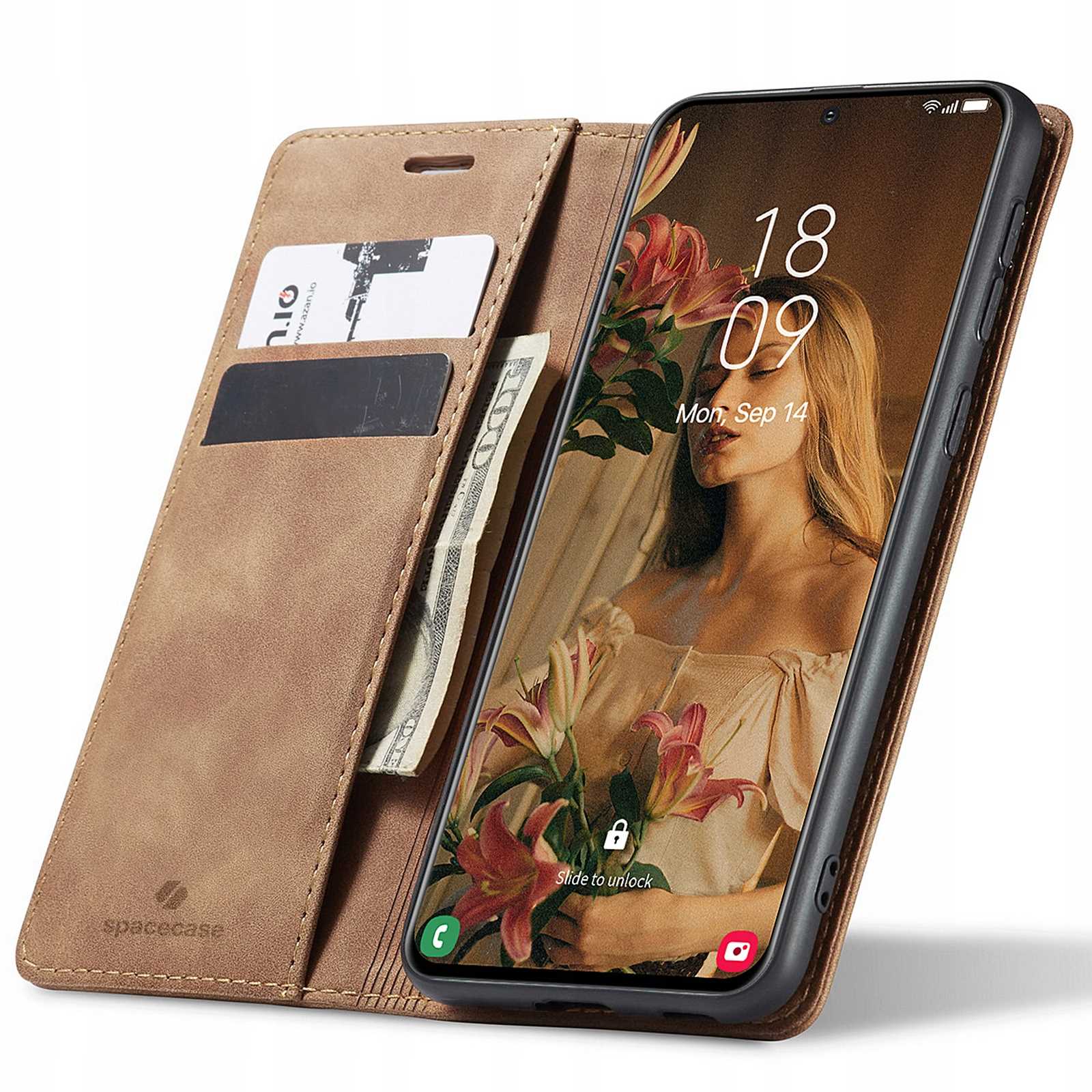Spacecase Wallet Galaxy S21 light brown