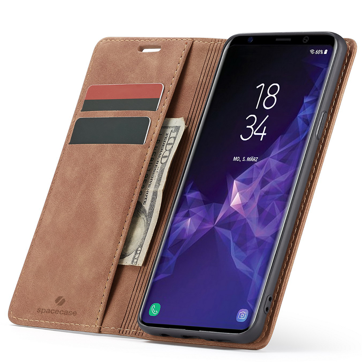 Spacecase Wallet Galaxy S9+ light brown