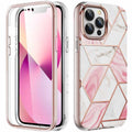Spacecase Marble 360 iPhone 13 Pro biały/różowy