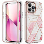 Spacecase Marble 360 iPhone 13 Pro biały/różowy