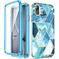 Spacecase Marble 360 iPhone Xr niebieski