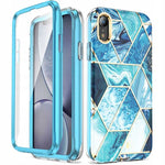 Spacecase Marble 360 iPhone Xr niebieski