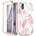 Spacecase Marble 360 iPhone Xr biały/różowy