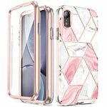 Spacecase Marble 360 iPhone Xr biały/różowy