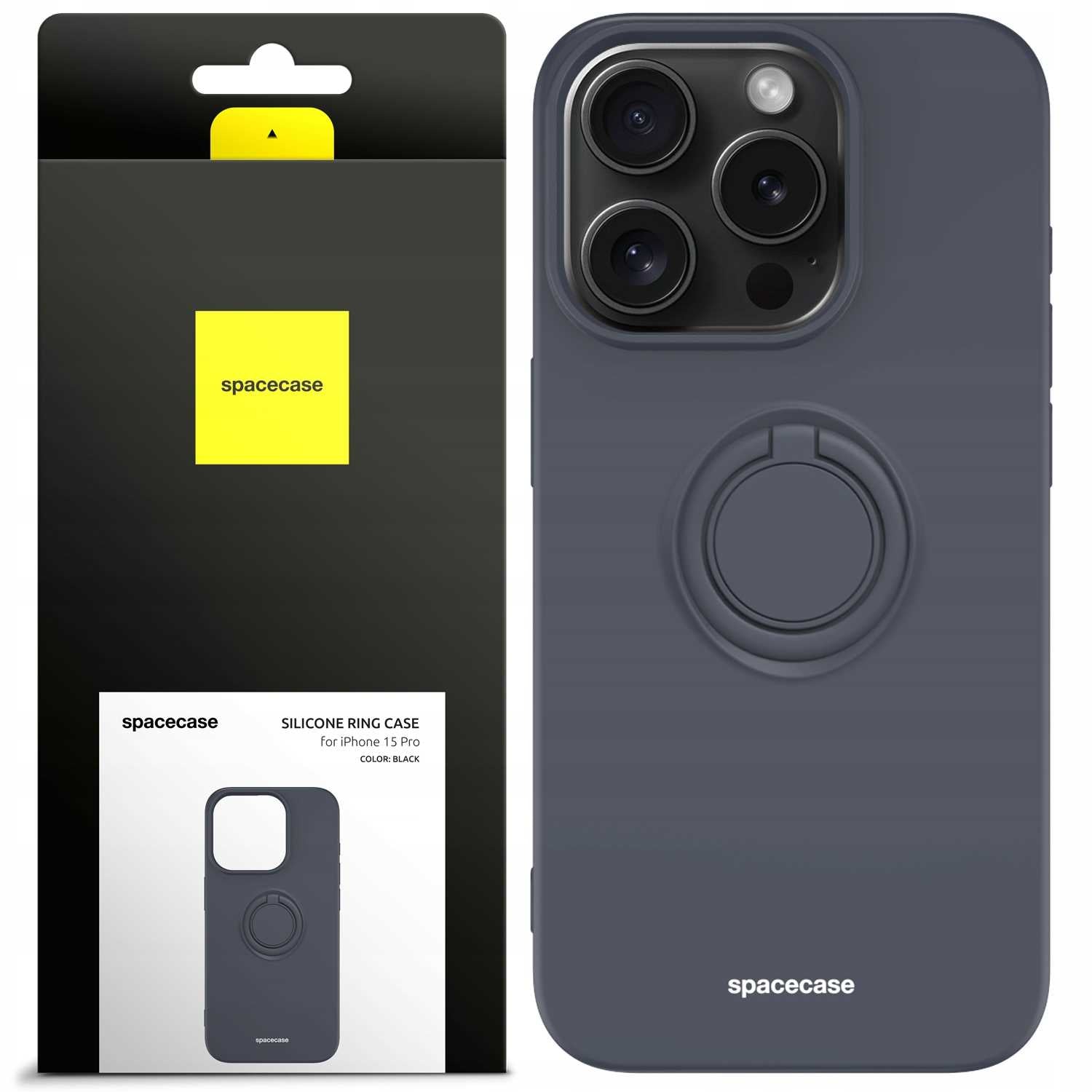 Spacecase Silicone Ring iPhone 15 Pro black