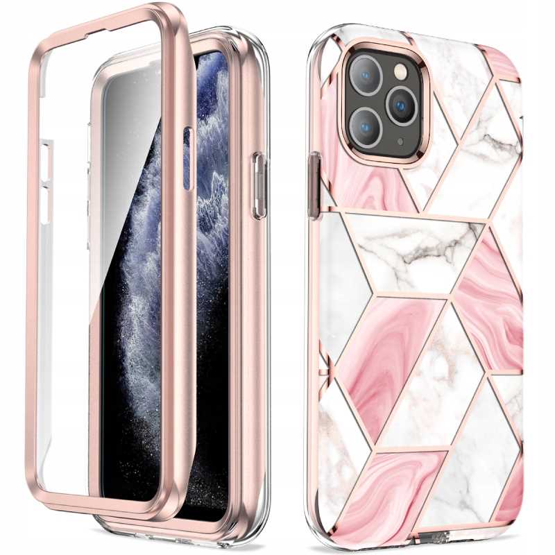 Spacecase Marble 360 iPhone 11 pro biały/różowy