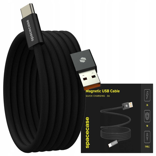 Spacecase USB-A to USB-C Magnetic Cable 1M CL07 black