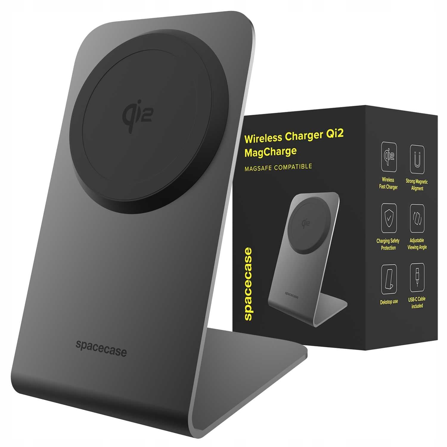 Spacecase Wireless Charger MagCharge Qi2 WM13B space gray