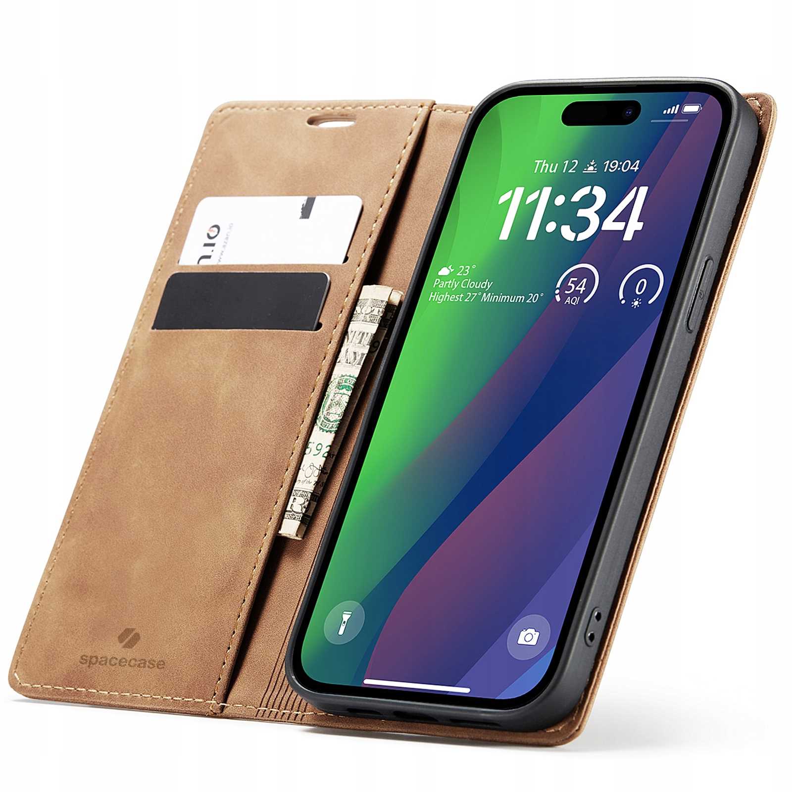 Spacecase Wallet iPhone 15 light brown