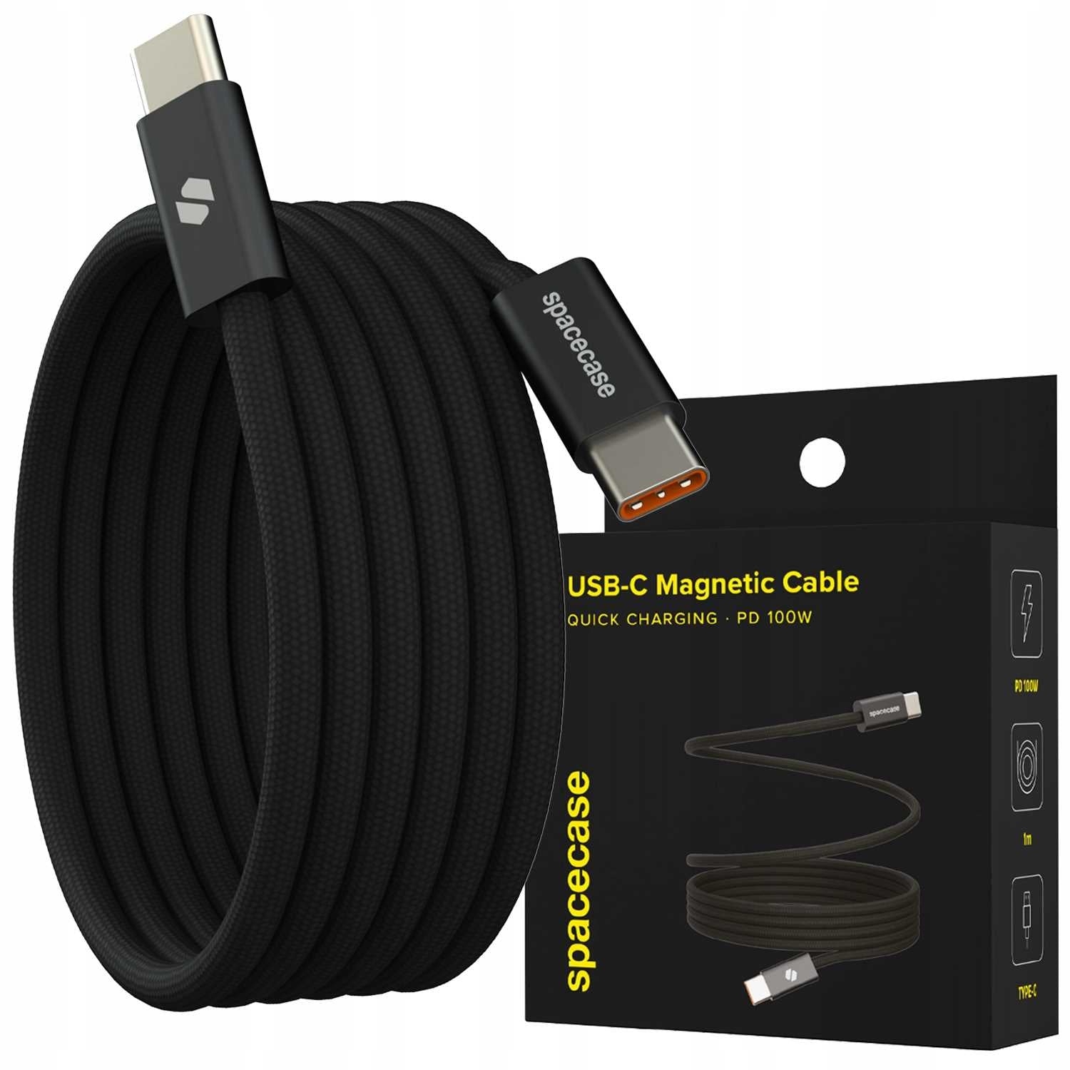 Spacecase USB-C to USB-C Magnetic Cable 1M 100W CL06 black