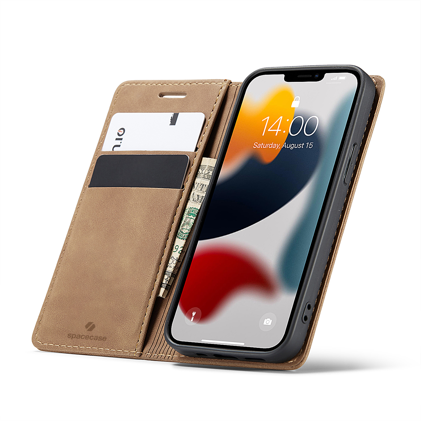 Spacecase Wallet iPhone 13 Mini light brown