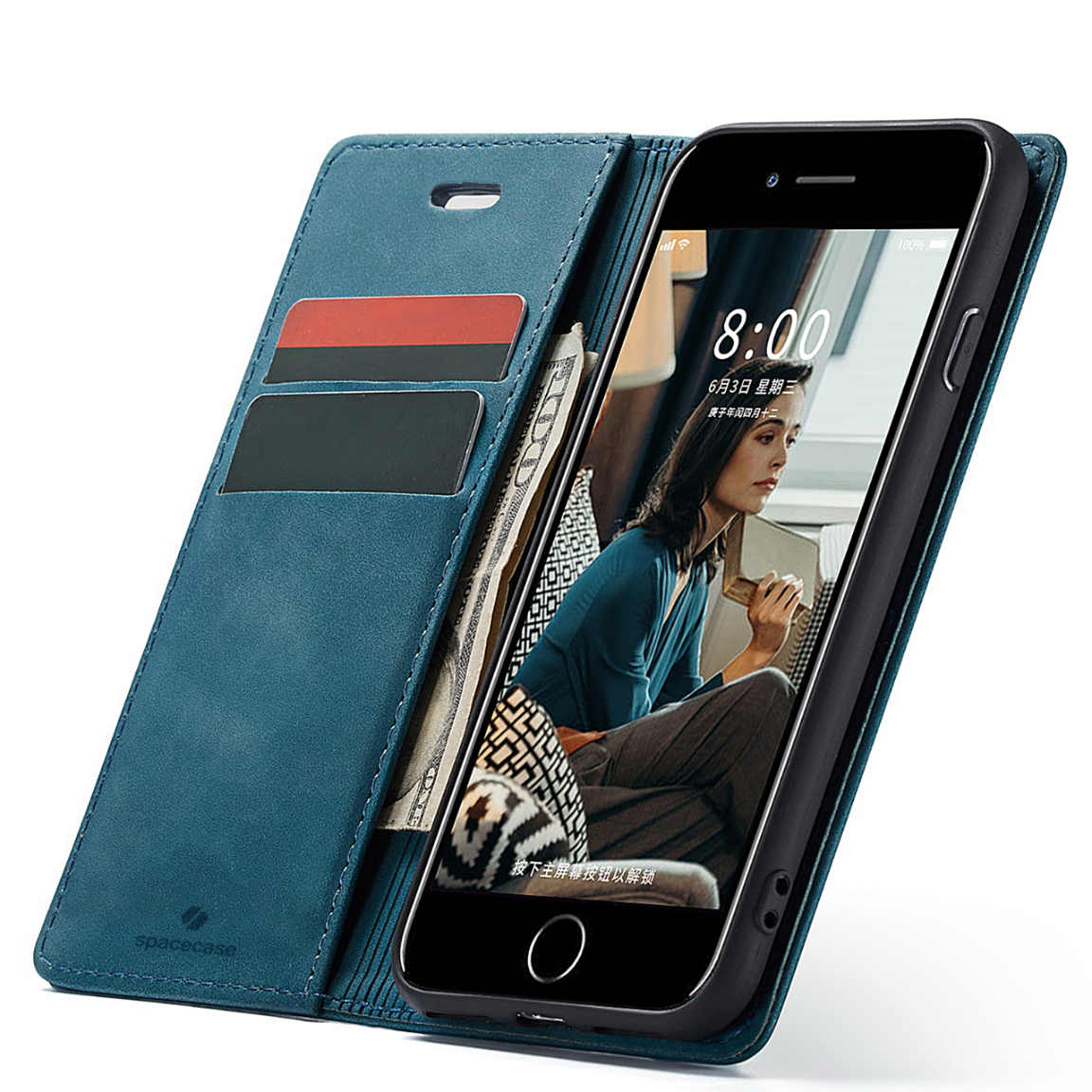 Spacecase Wallet iPhone 7/8/SE 2020 blue