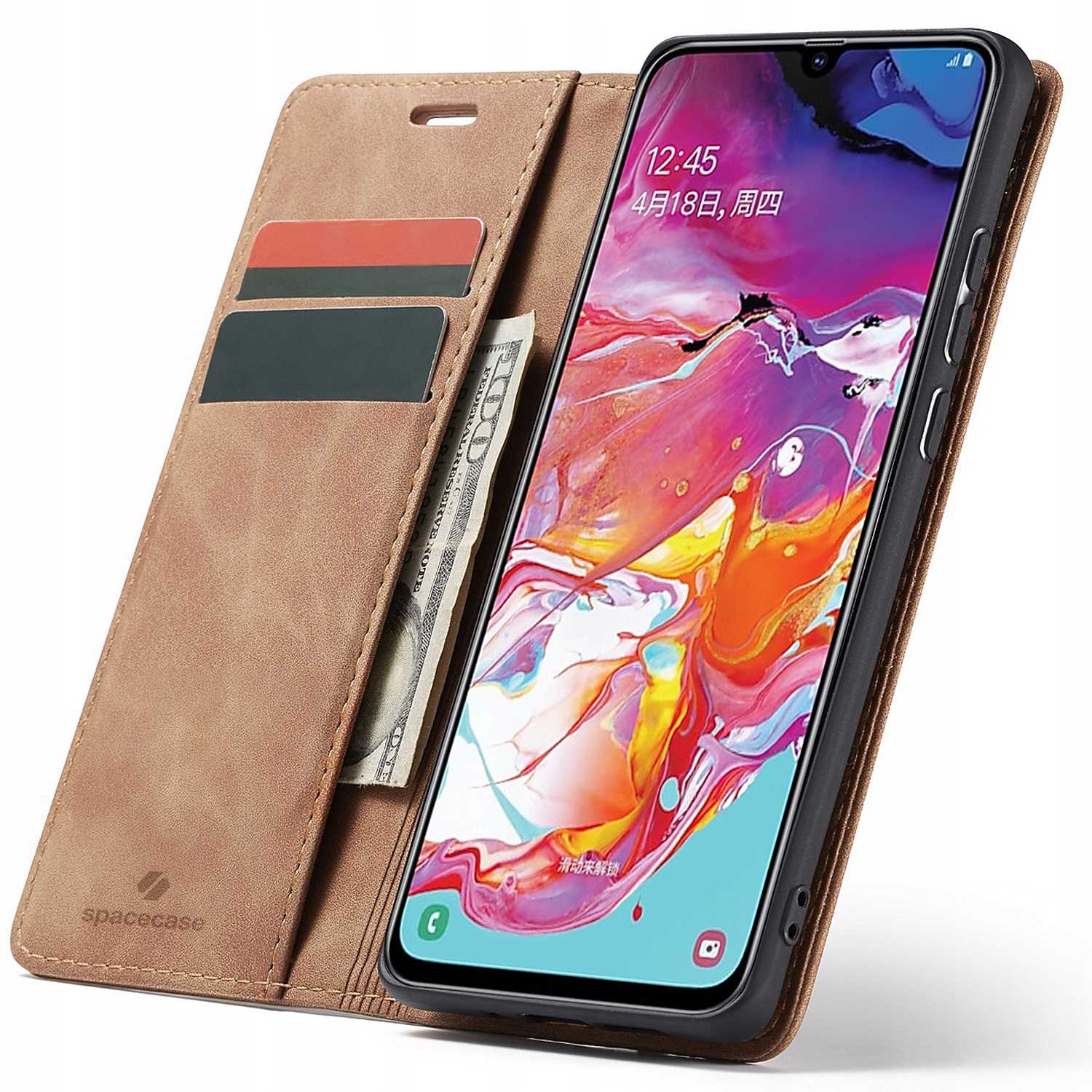 Spacecase Wallet Galaxy A70 light brown