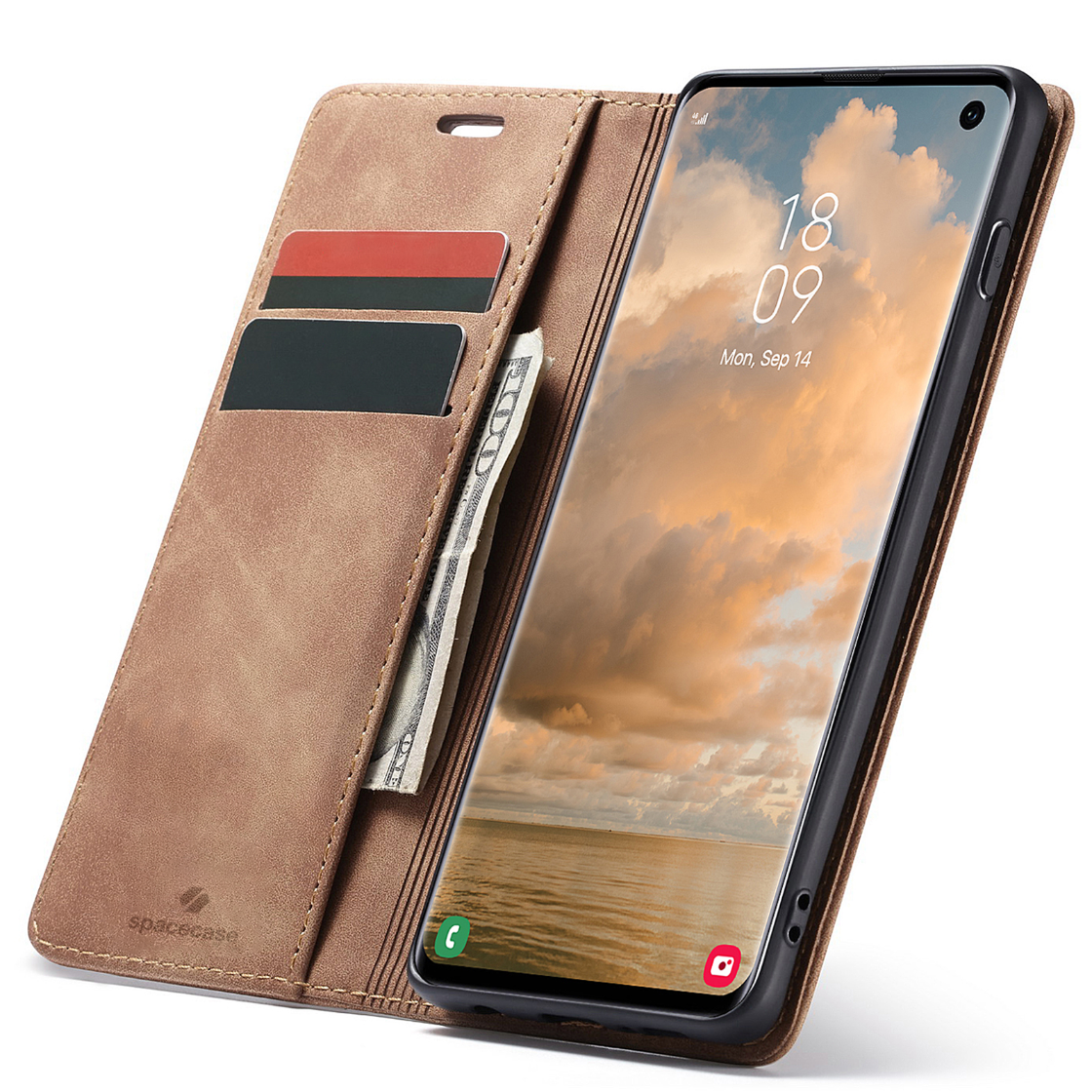 Spacecase Wallet Galaxy S10 light brown