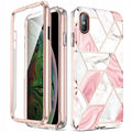 Spacecase Marble 360 iPhone Xs Max biały/różowy