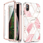Spacecase Marble 360 iPhone Xs Max biały/różowy