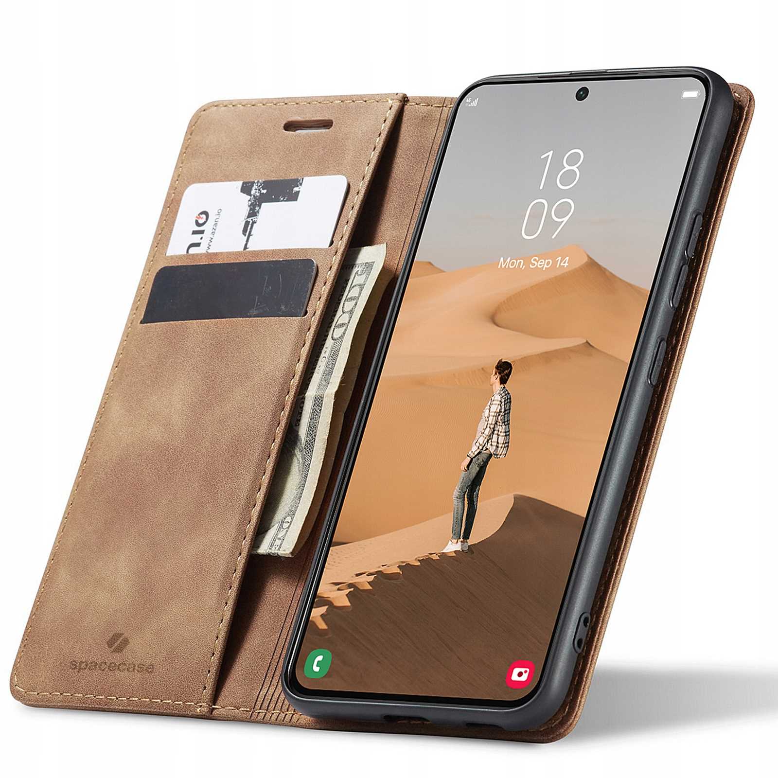 Spacecase Wallet Galaxy S22+ light brown