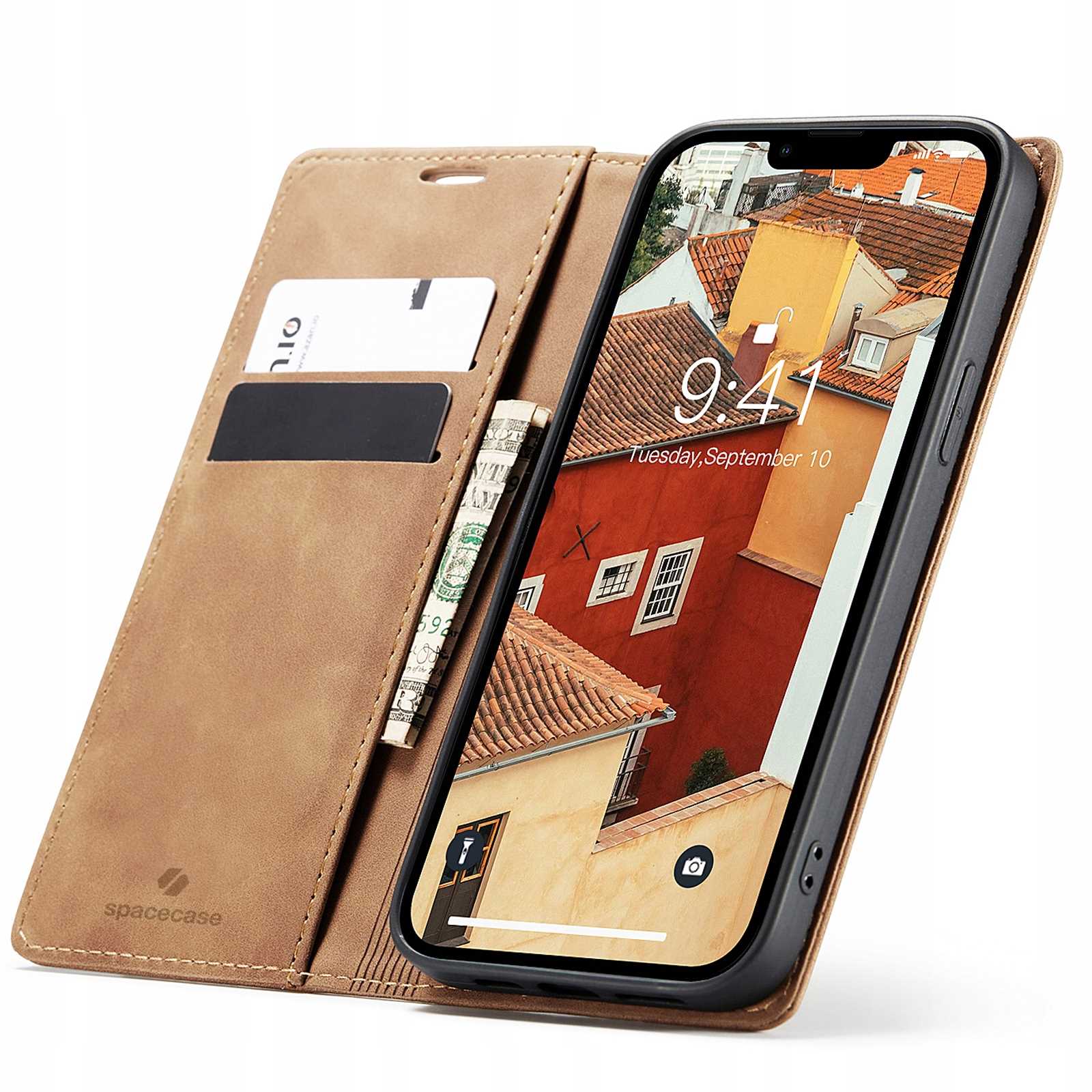 Spacecase Wallet iPhone 13 / 14 light brown