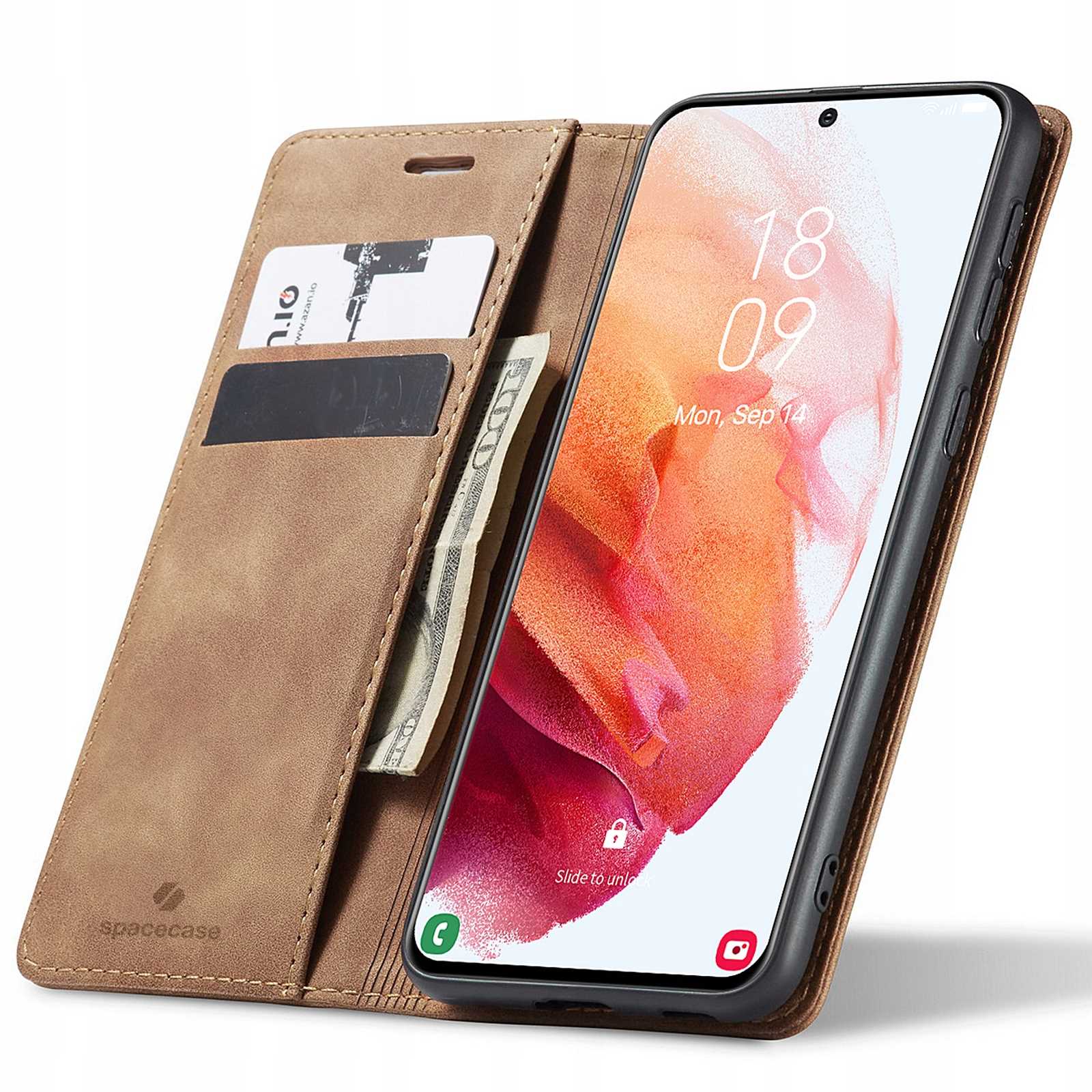 Spacecase Wallet Galaxy S21+ light brown