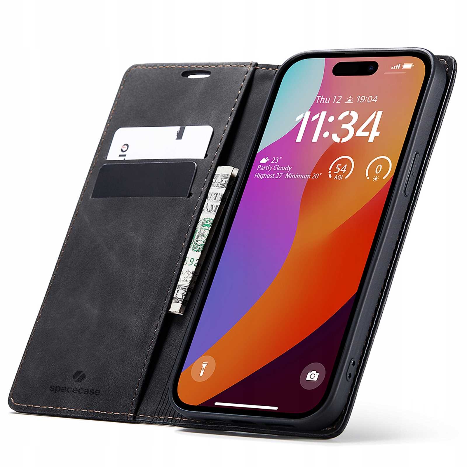 Spacecase Wallet iPhone 15 Pro black