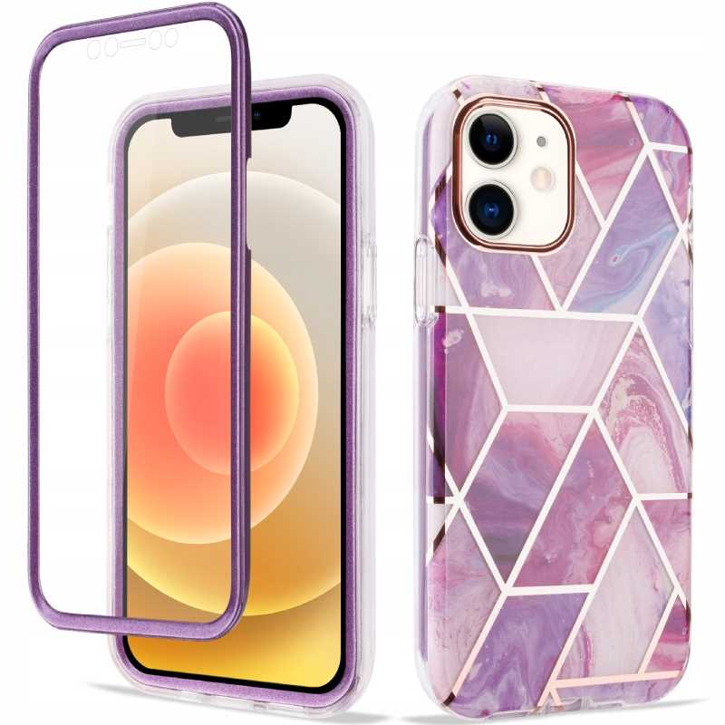 Spacecase Marble 360 iPhone 12 mini fioletowy